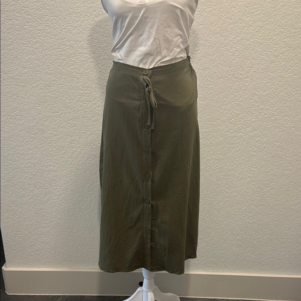 SHEIN Green Maxi Skirt Tie Front Casual